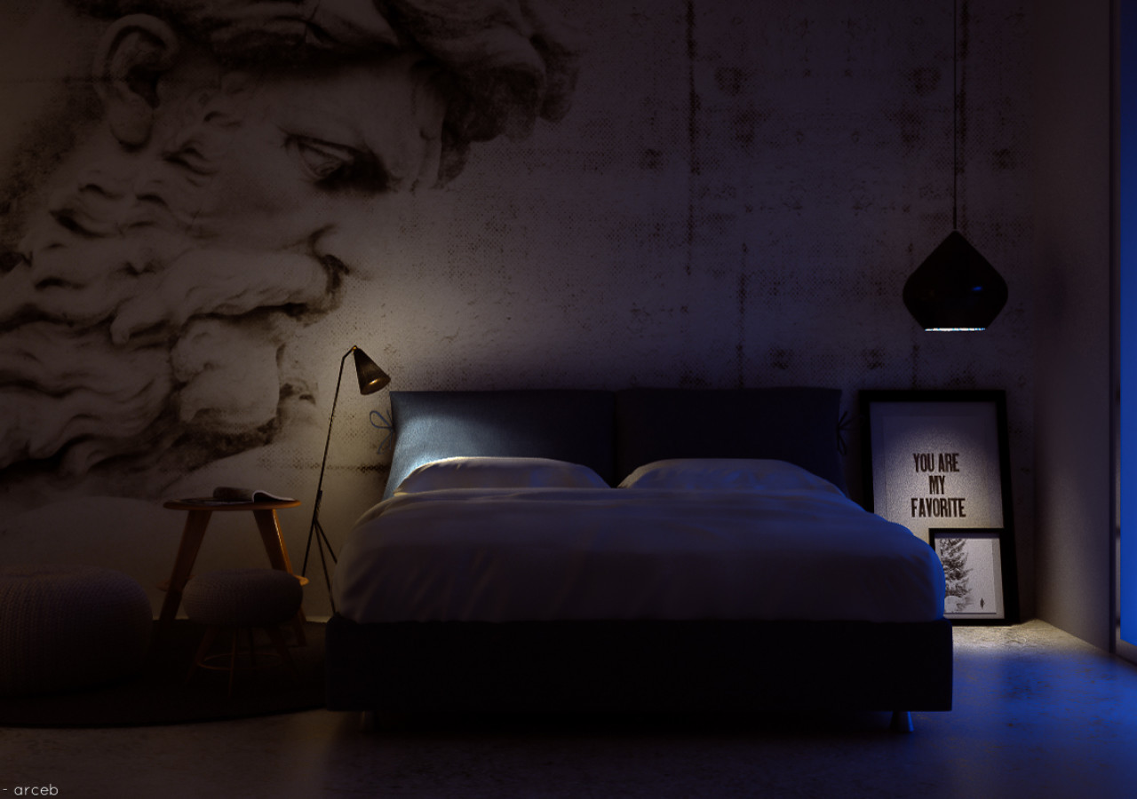Render Camera da letto - notturno