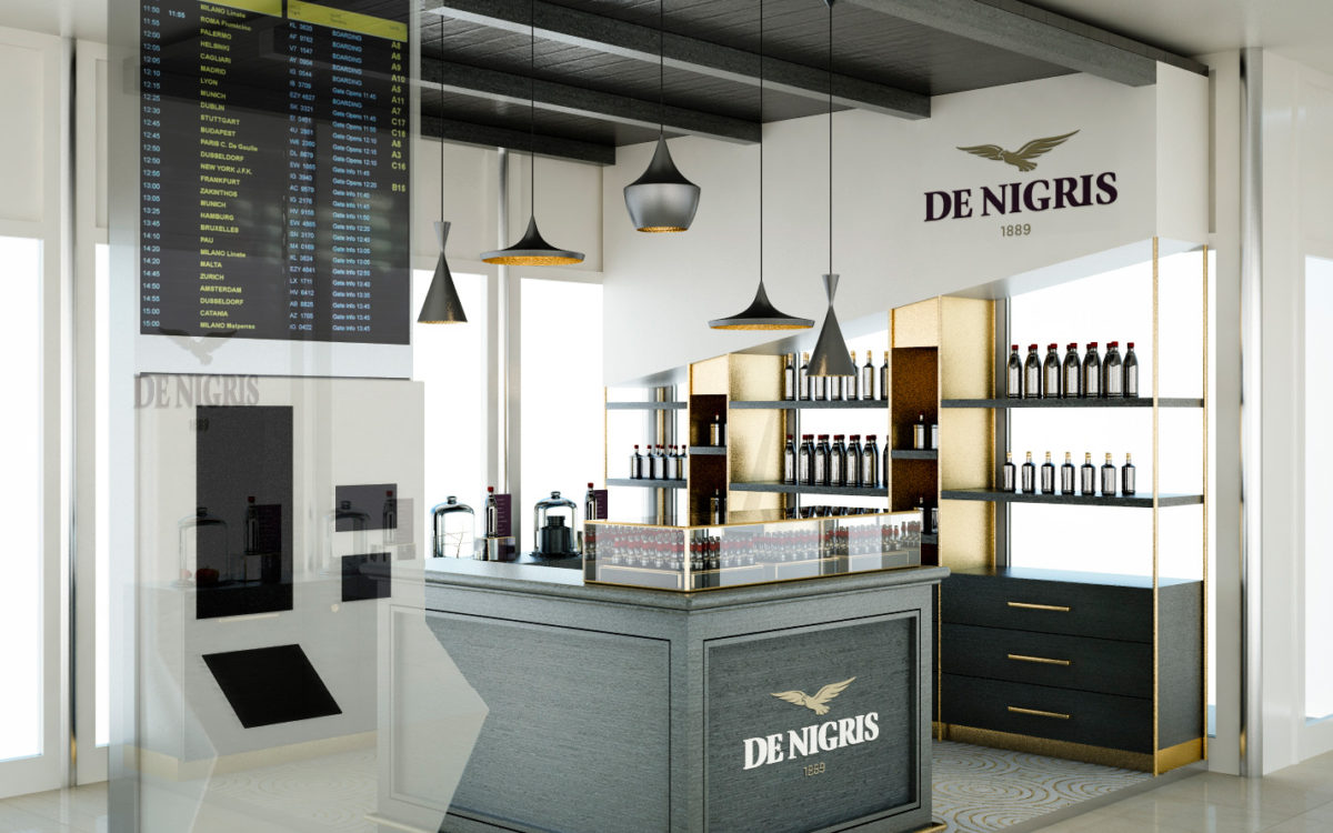 Render Negozio per CBA design - Corner shop - De Nigris, Aeroporto Capodichino Napoli