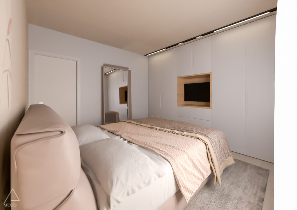 Camera da letto completa - Armadio su misura con nicchia TV