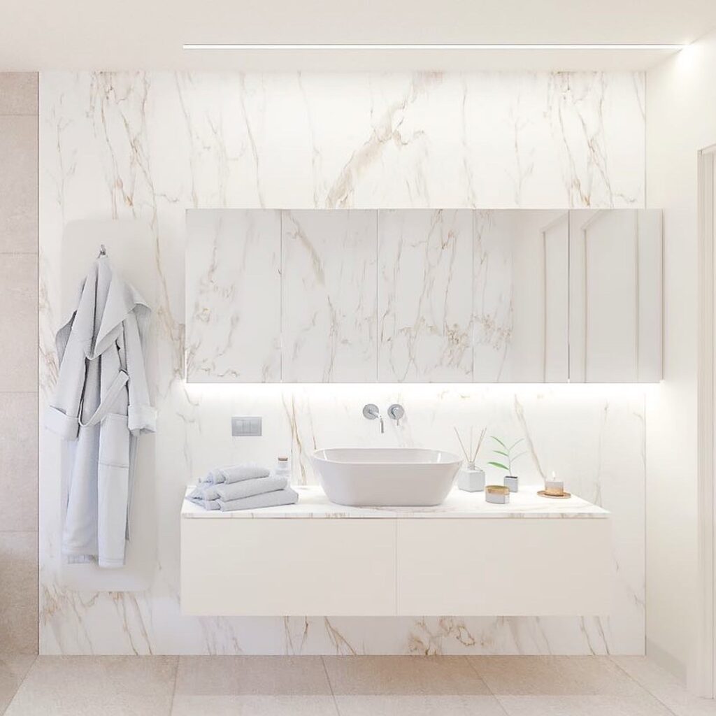 Mobile lavabo appoggio - Bagno con Vasca - Progetto completo Interni _ Appartamento Nuova costruzione
